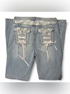 Fashion Nova Lace-Up Flare Jeans